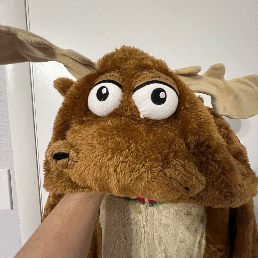 Men's Festive Brown Reindeer Costume with Hood - Picture 4 of 10